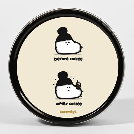 Ellopudge Scented Tin Candle: Before Coffee After Coffee - Candlefy