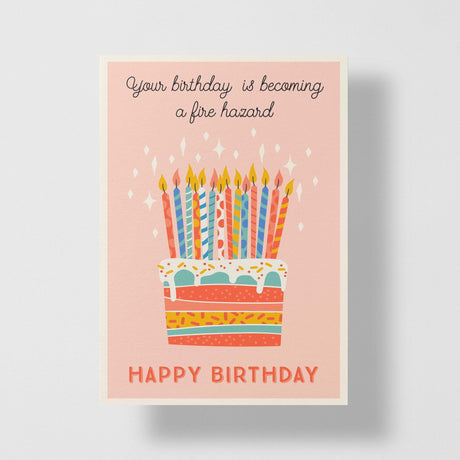 Fire Hazard Birthday Cake Personalized Greeting Card - Candlefy
