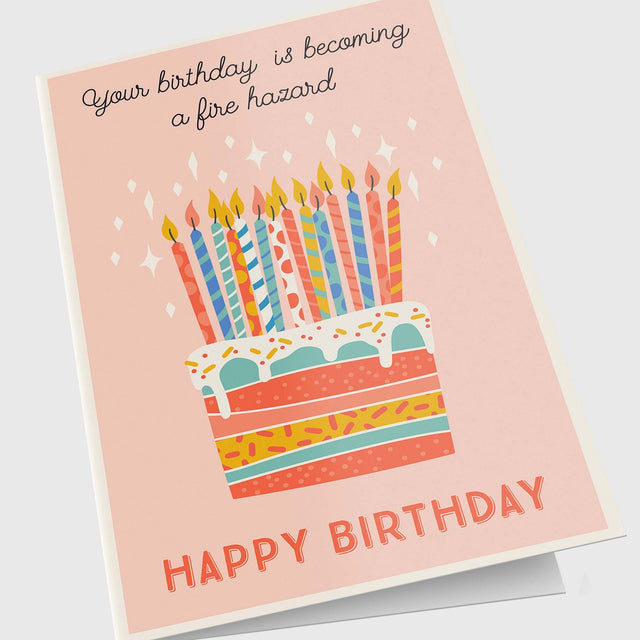 Fire Hazard Birthday Cake Personalized Greeting Card - Candlefy