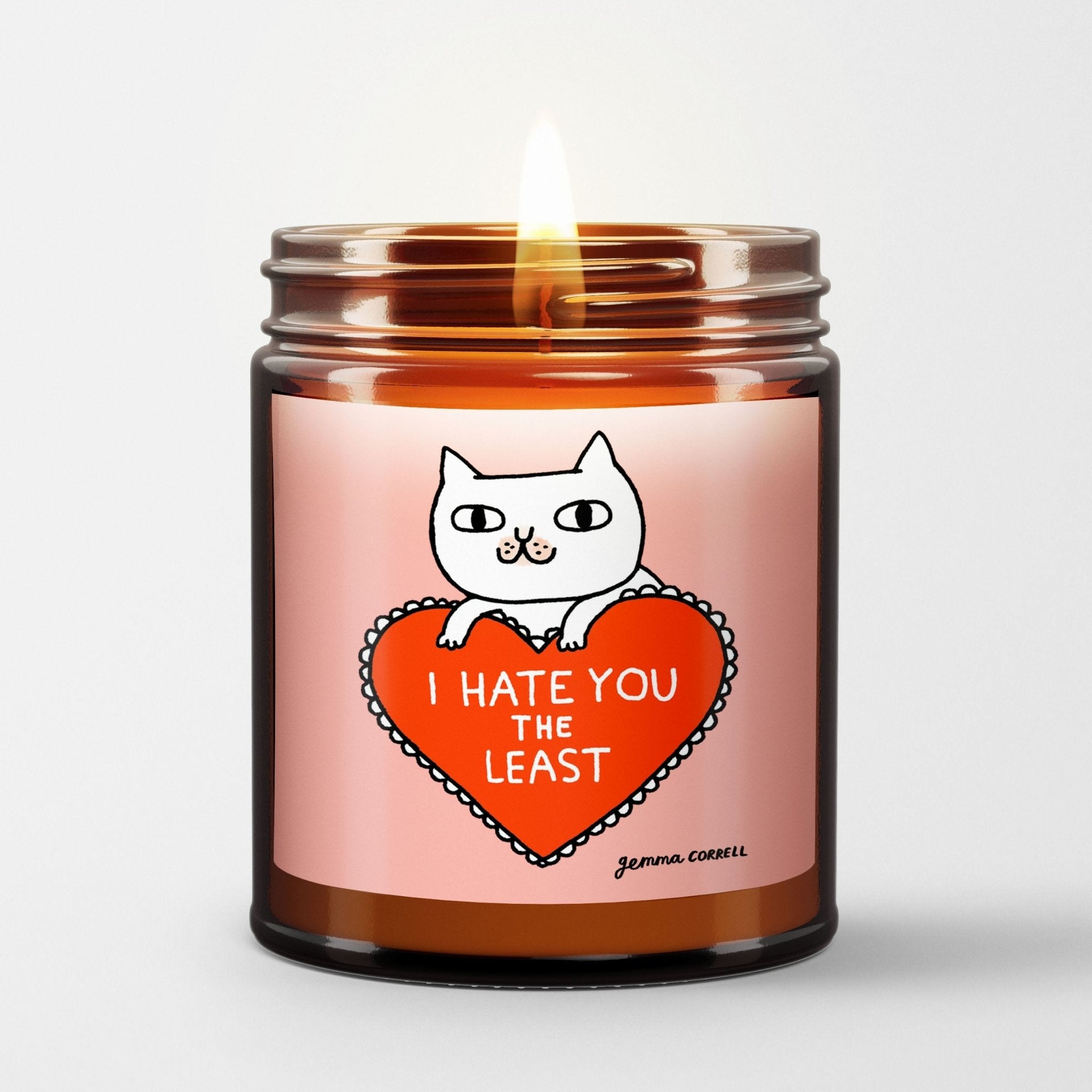Gemma Correll Scented Candle in Amber Glass Jar: Hate You - Candlefy