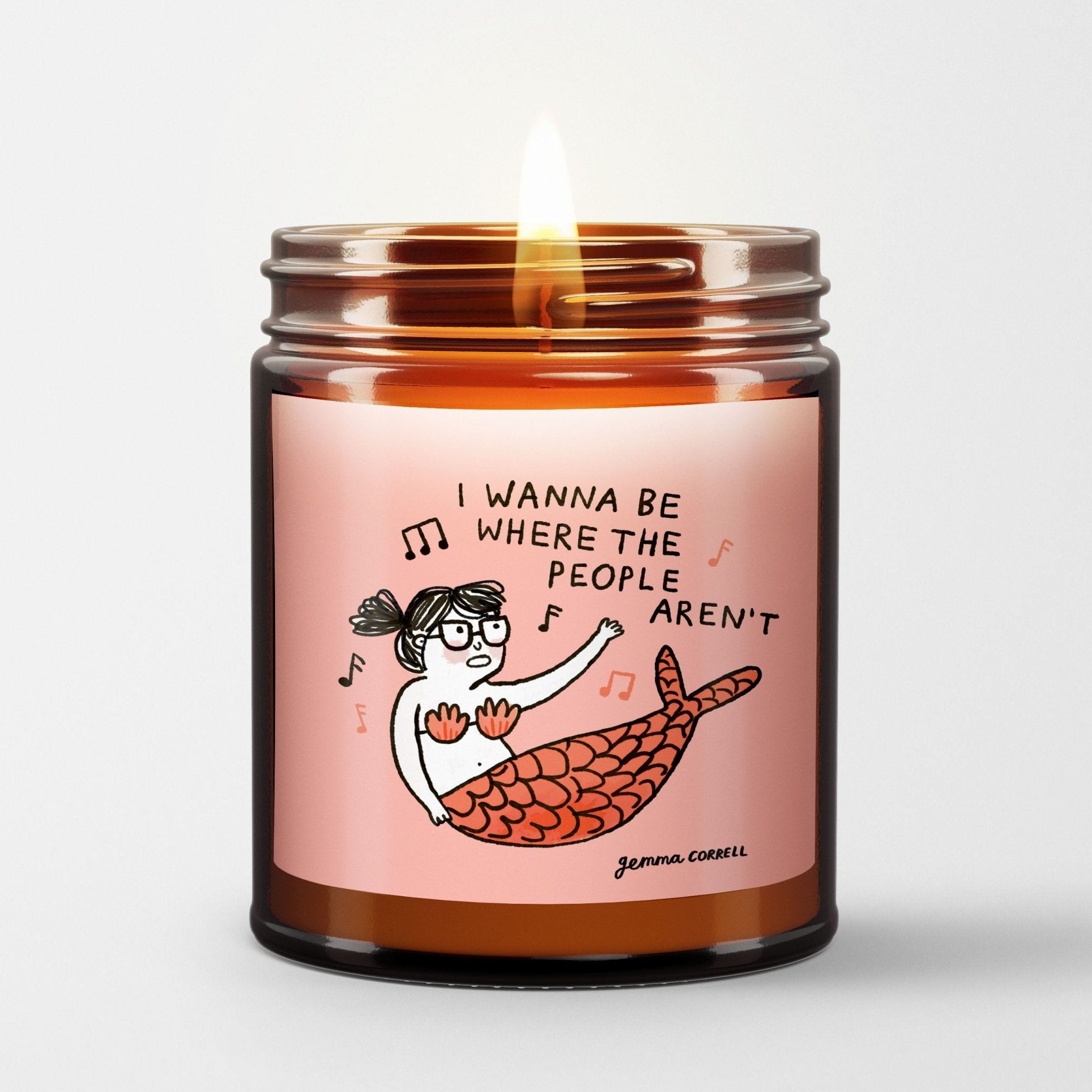 Gemma Correll Scented Candle in Amber Glass Jar: People Aren't - Candlefy