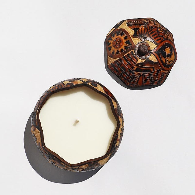 Hand-Carved Peruvian Gourd Candles, The Rainforest Scent, 100 Hour Burn-Time - Candlefy