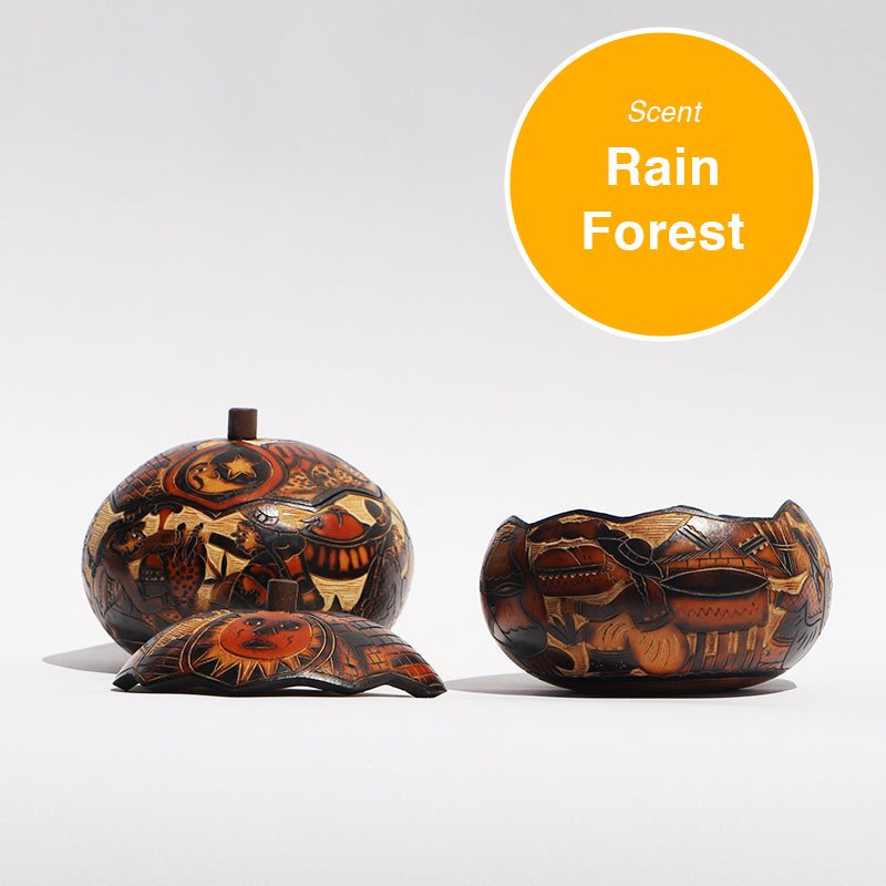 Hand-Carved Peruvian Gourd Candles, The Rainforest Scent, 100 Hour Burn-Time - Candlefy