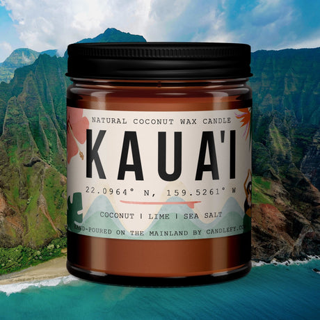 Kauai, Hawaii Scented Candle (Coconut, Lime, Sea Salt) - Candlefy