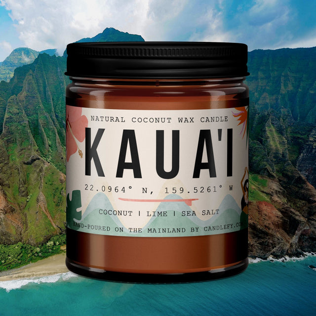 Kauai, Hawaii Scented Candle (Coconut, Lime, Sea Salt) - Candlefy