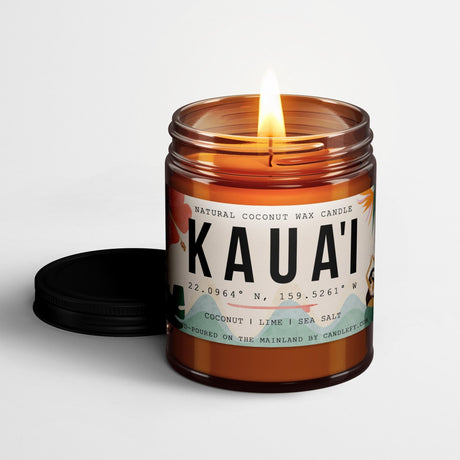 Kauai, Hawaii Scented Candle (Coconut, Lime, Sea Salt) - Candlefy