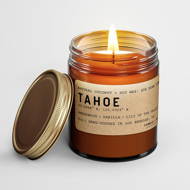 Lake Tahoe: California Scented Candle (Amberwood, Mossy Wood, White Birch) - Candlefy