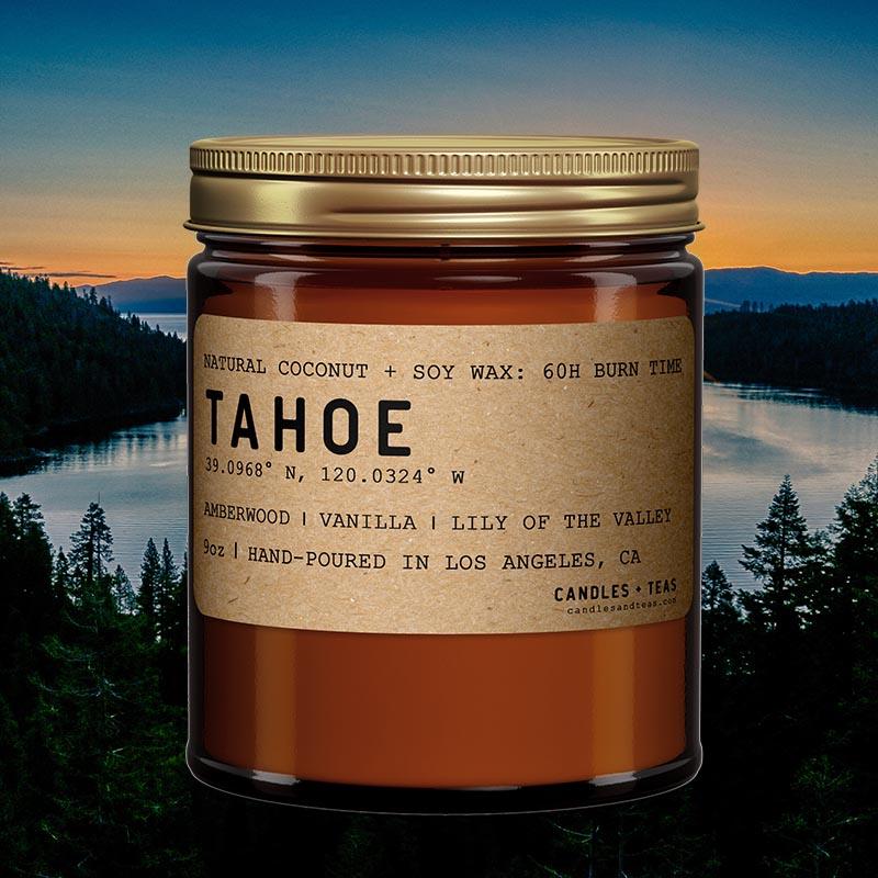 Lake Tahoe: California Scented Candle (Amberwood, Mossy Wood, White Birch) - Candlefy