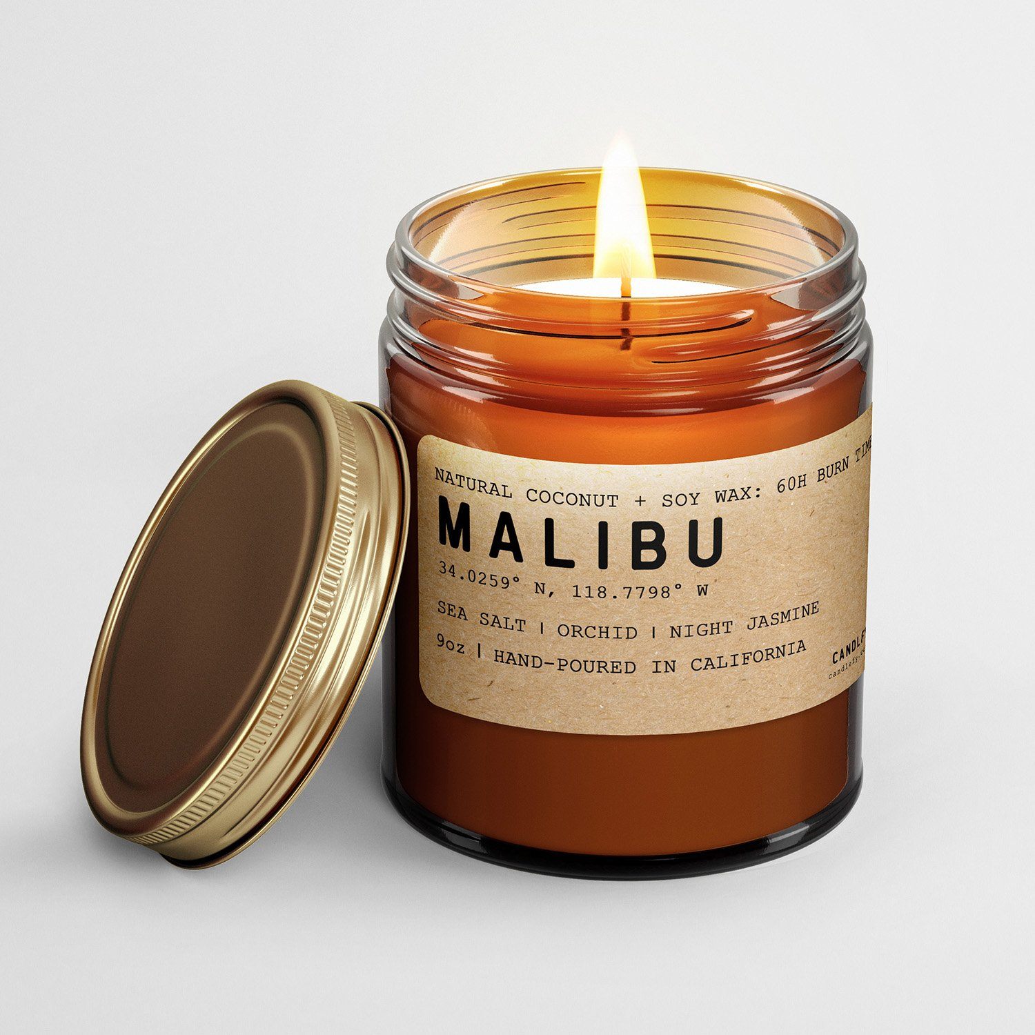 Malibu California Scented Candle (Sea Salt, Orchid, Night Jasmine) - Candlefy
