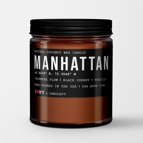 Manhattan: New York Scented Candle (Cashmere Plum, Black Cherry, Vanilla) - Candlefy