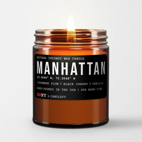 Manhattan: New York Scented Candle (Cashmere Plum, Black Cherry, Vanilla) - Candlefy
