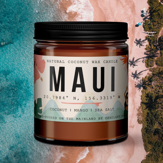 Maui, Hawaii Scented Candle (Coconut, Mango, Sea Salt) - Candlefy