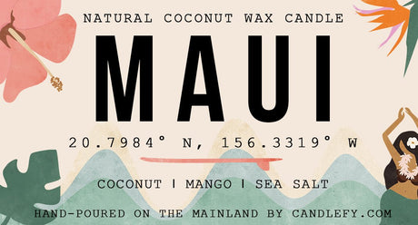 Maui, Hawaii Scented Candle (Coconut, Mango, Sea Salt) - Candlefy