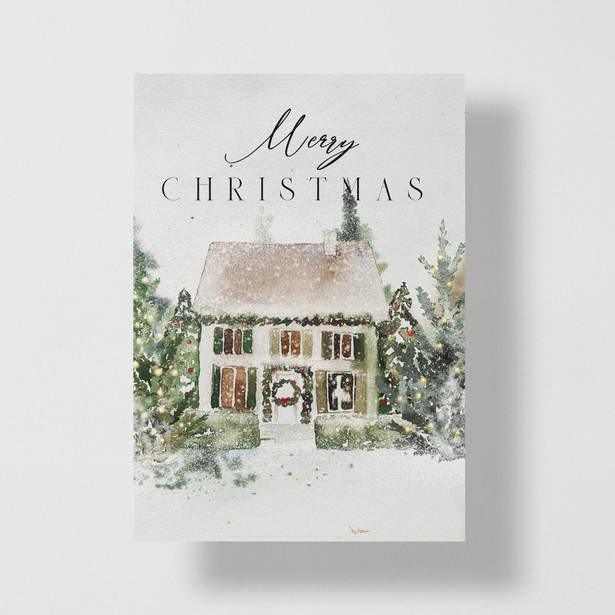 Merry Christmas Snow House Personalized Greeting Card - Candlefy