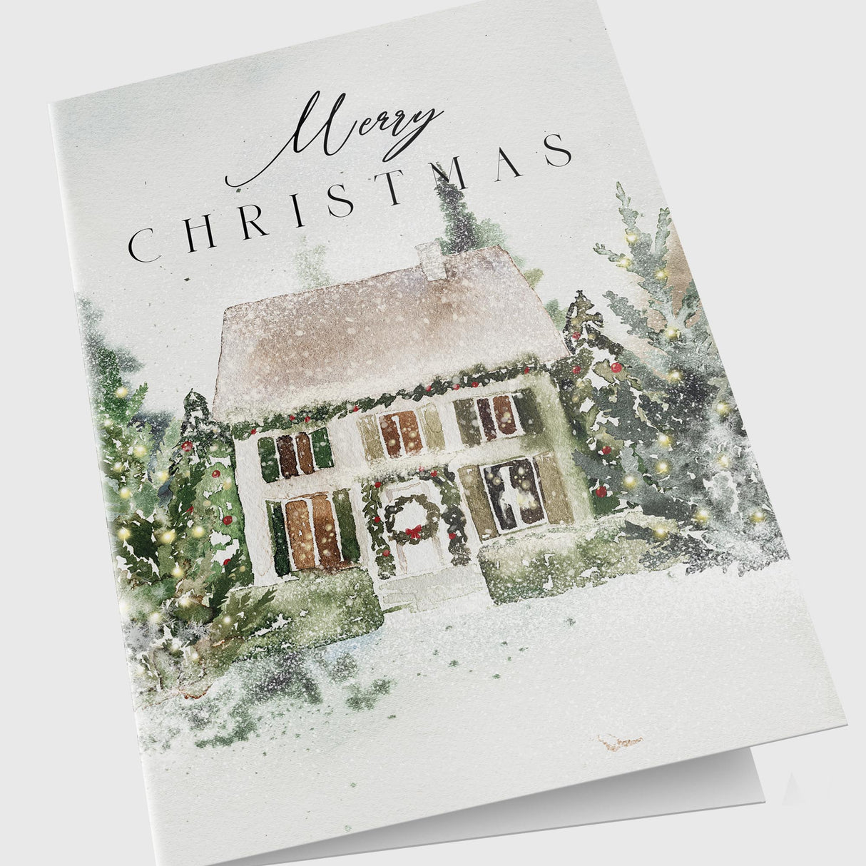 Merry Christmas Snow House Personalized Greeting Card - Candlefy