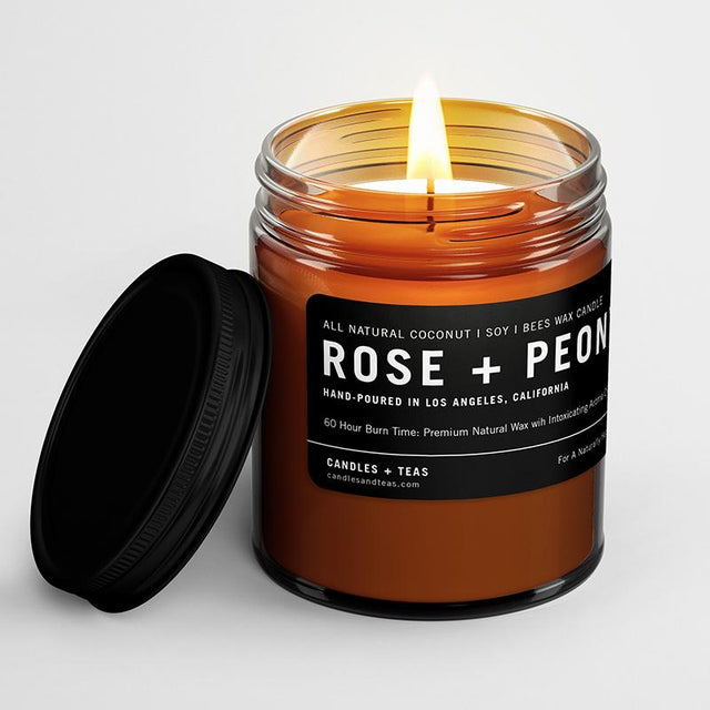 Naturally Calming Aroma Candle: Peony Rose in Coconut Soy Wax - Candlefy