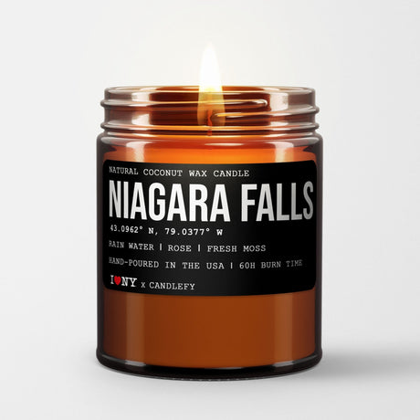 Niagara Falls: New York Scented Candle (Rain Water, Rose, Fresh Moss) - Candlefy