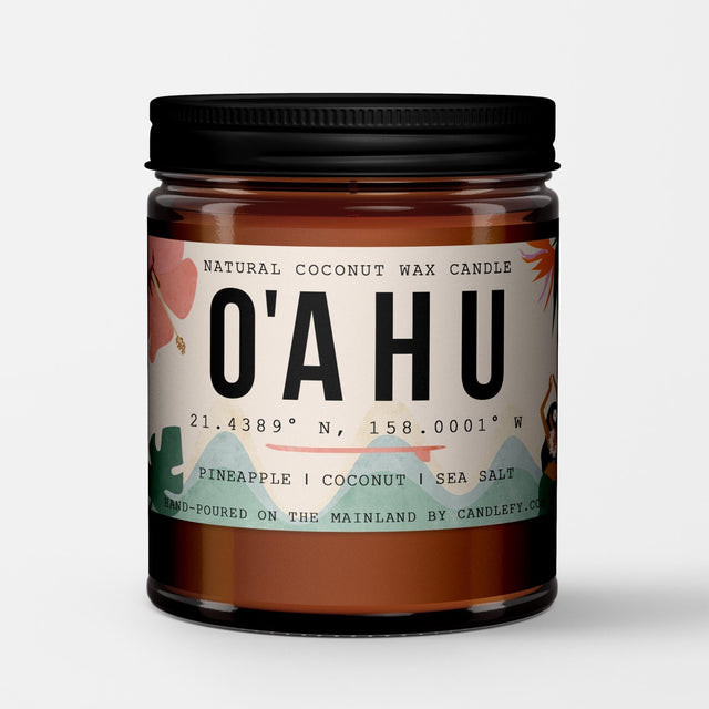 Oahu, Hawaii Scented Candle (Pineapple, Coconut, Sea Salt) - Candlefy