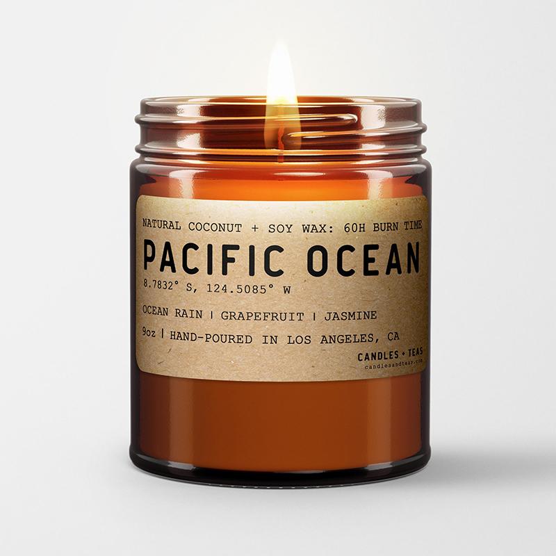 Pacific Ocean: California Scented Candle (Ocean Rain, Grapefruit, Jasmine) - Candlefy