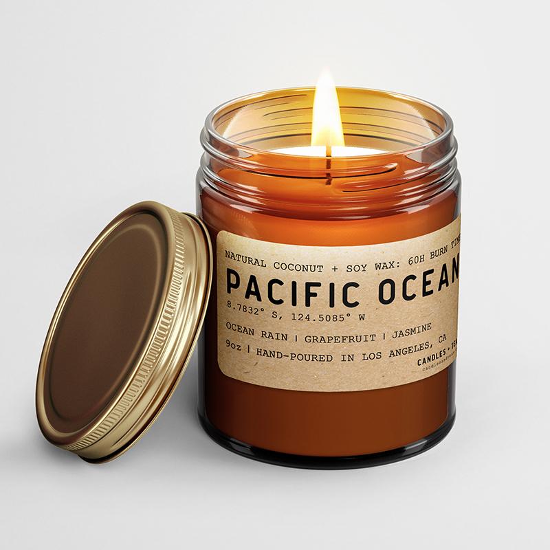 Pacific Ocean: California Scented Candle (Ocean Rain, Grapefruit, Jasmine) - Candlefy