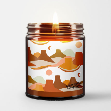 Samantha Santana Scented Candle in Amber Glass Jar: Painted Mesa - Candlefy