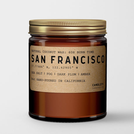 San Francisco: California Scented Candle (Sea Salt, Fog, Dark Plum, Amber) - Candlefy