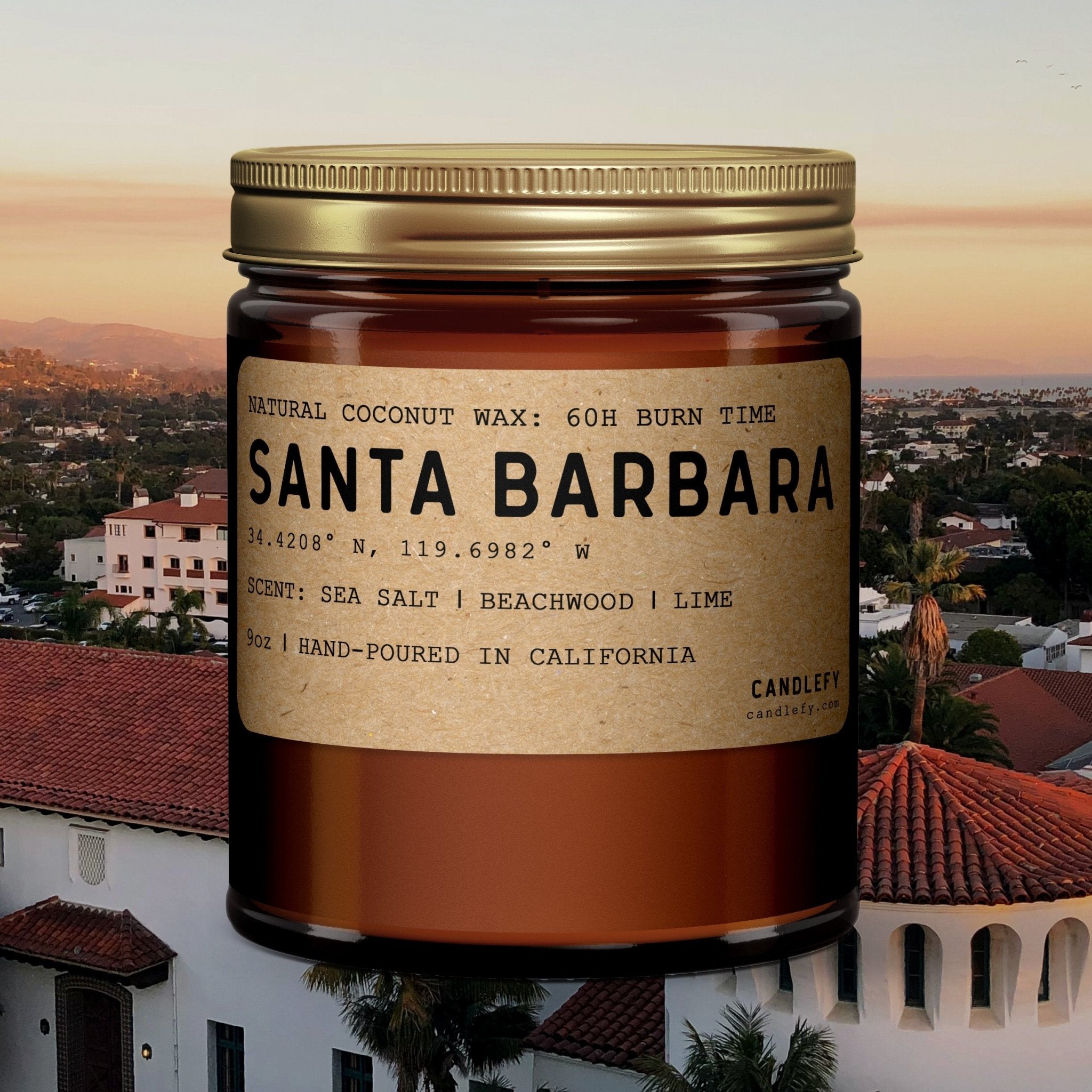 Santa Barbara: California Scented Candle (Sea Salt, Beachwood, Lime) - Candlefy