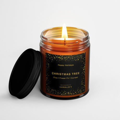 Scented Christmas Candle: Christmas Tree (Pine, Fraser Fir, Red Currant) - Candlefy