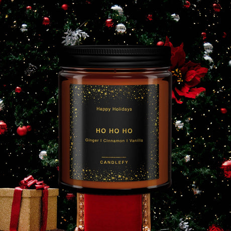 Scented Christmas Candle: Ho Ho Ho (Ginger, Spices, Vanilla) - Candlefy