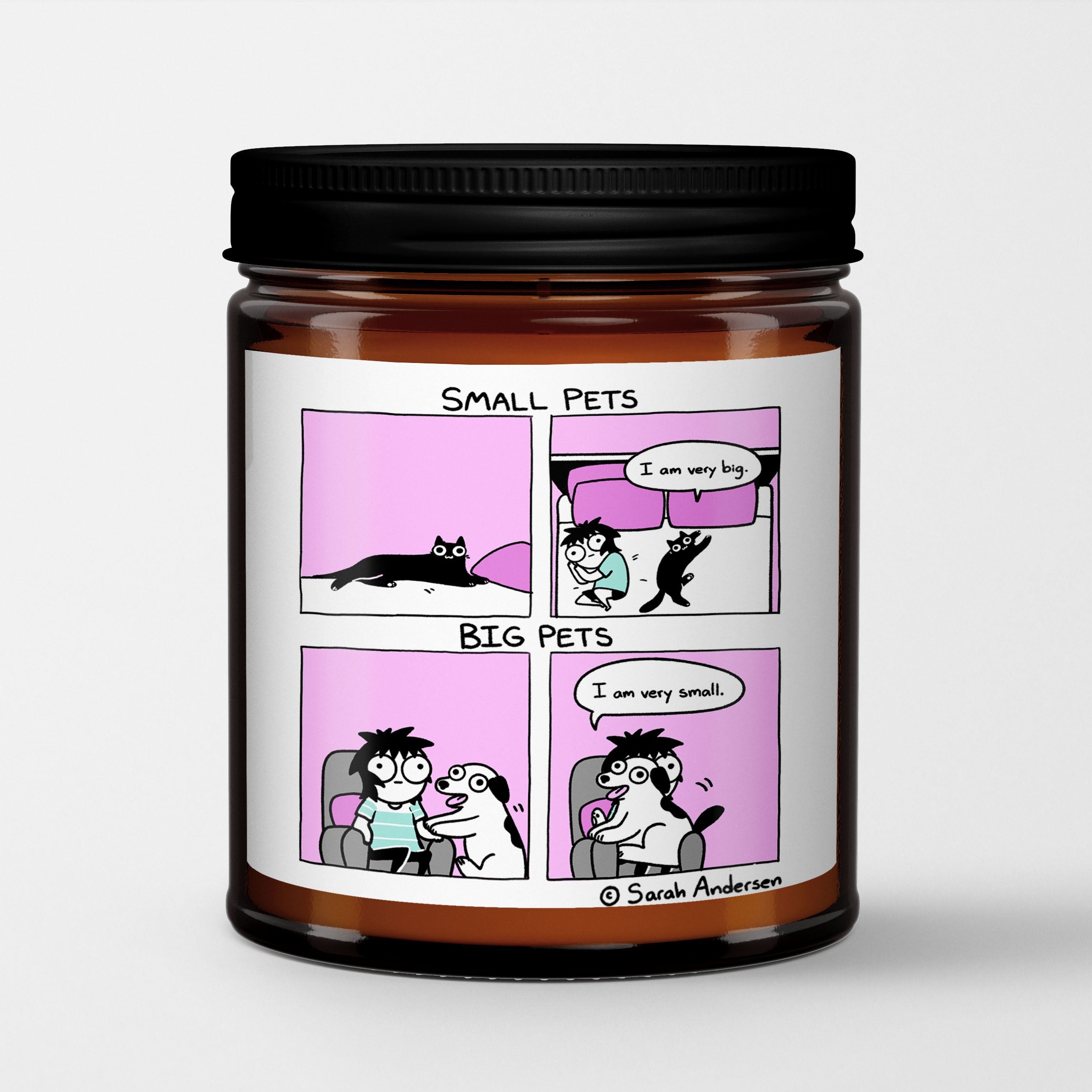Sarah's Scribbles Scented Candle in Amber Glass Jar | Small Pets Big Pets | Sarah Andersen