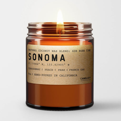 Sonoma: California Scented Candle (Chardonnay, Peach, Pear, French Oak) - Candlefy