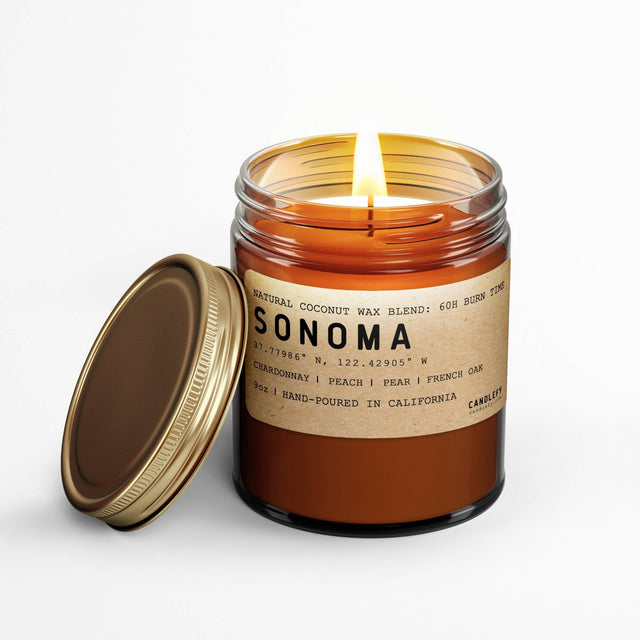 Sonoma: California Scented Candle (Chardonnay, Peach, Pear, French Oak) - Candlefy