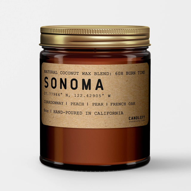 Sonoma: California Scented Candle (Chardonnay, Peach, Pear, French Oak) - Candlefy