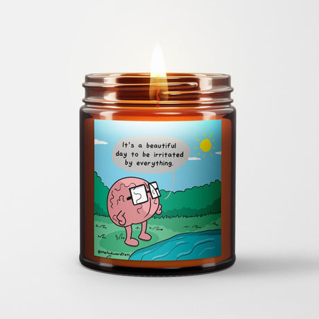 The Awkward Yeti Scented Candle in Amber Glass Jar: Beautiful Day - Candlefy