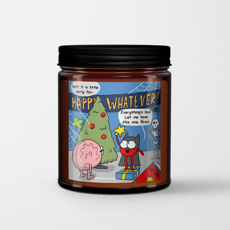 The Awkward Yeti Scented Candle in Amber Glass Jar: Happy Whatever - Candlefy