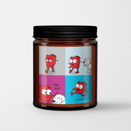 The Awkward Yeti Scented Candle in Amber Glass Jar: Heart Plus Dog - Candlefy