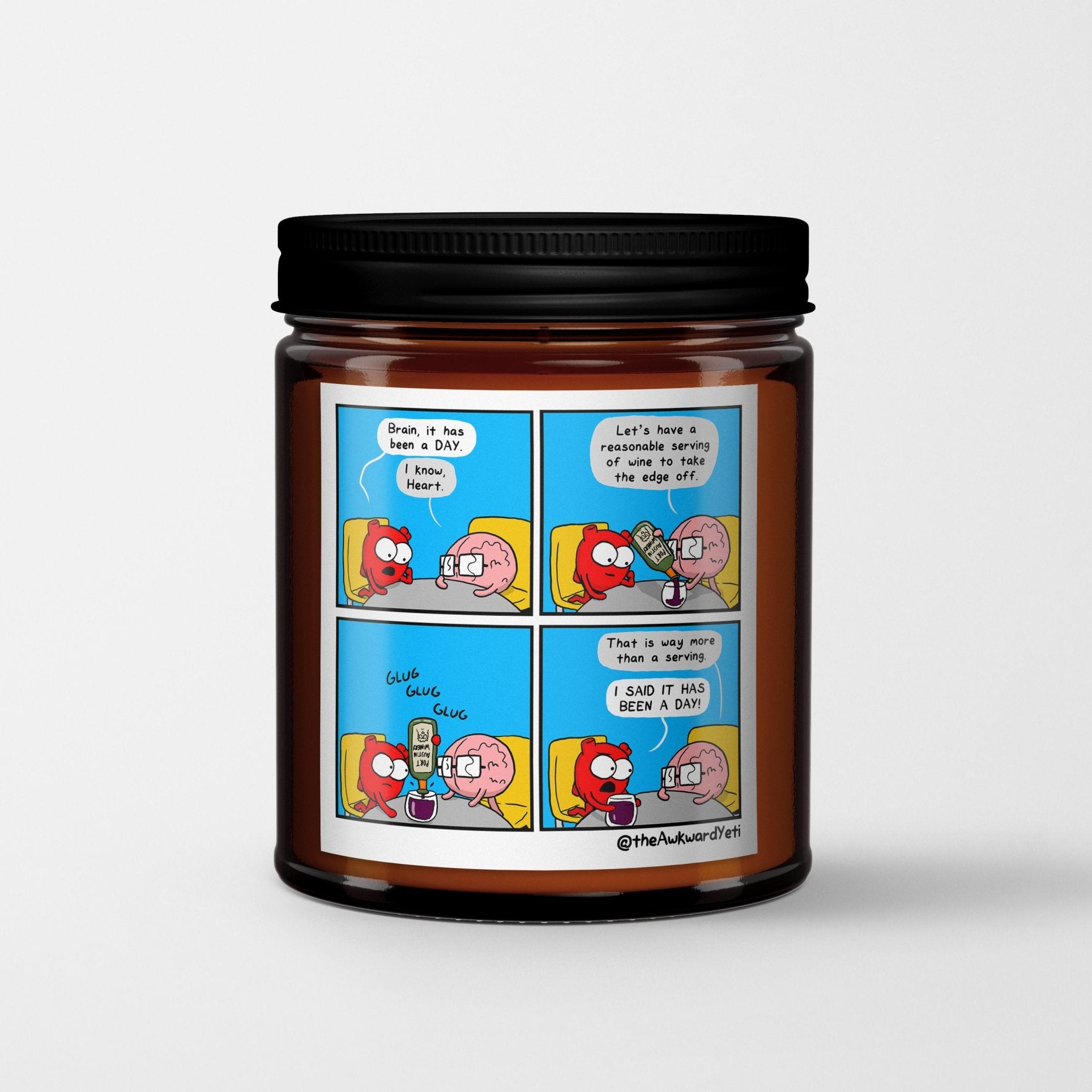 The Awkward Yeti Scented Candle in Amber Glass Jar: It Has Been A Day - Candlefy