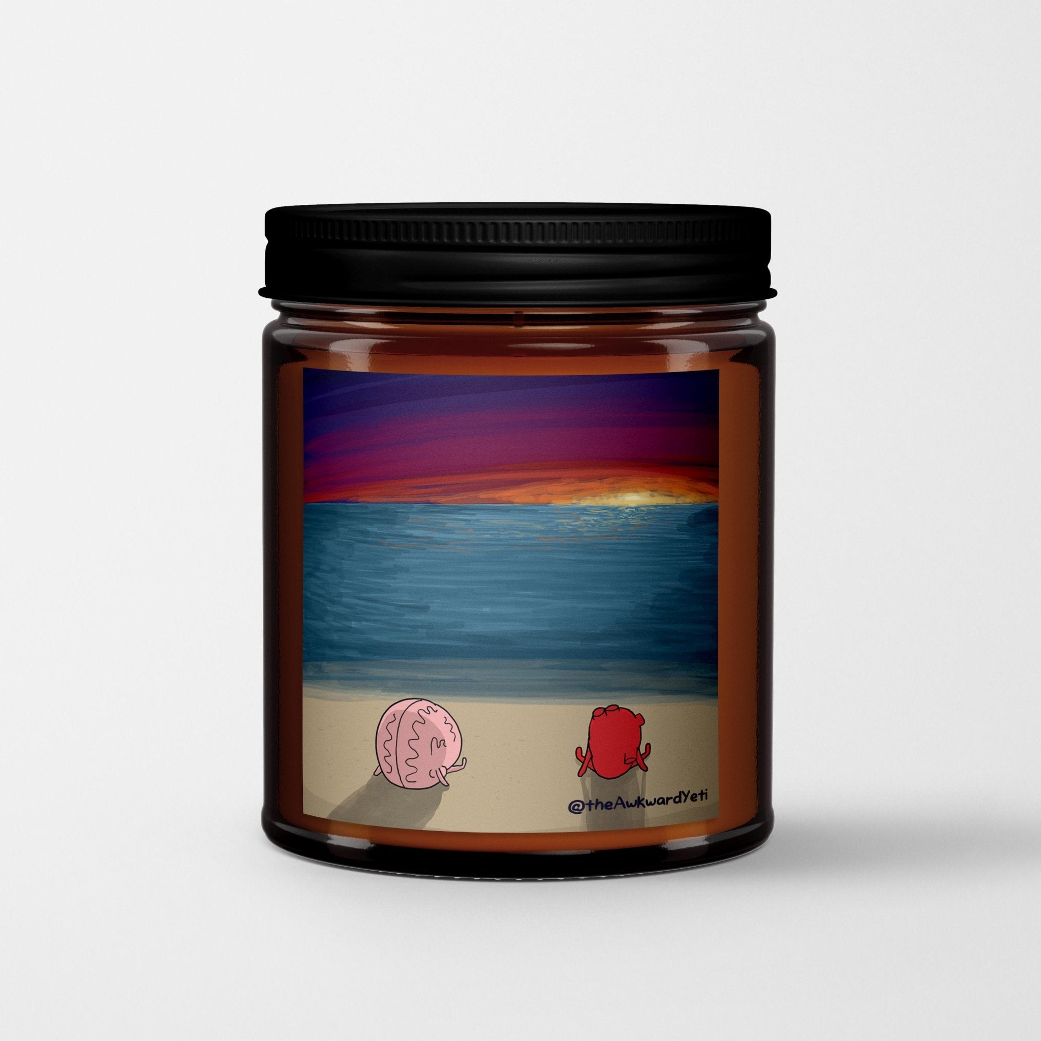 The Awkward Yeti Scented Candle in Amber Glass Jar: Sunset - Candlefy