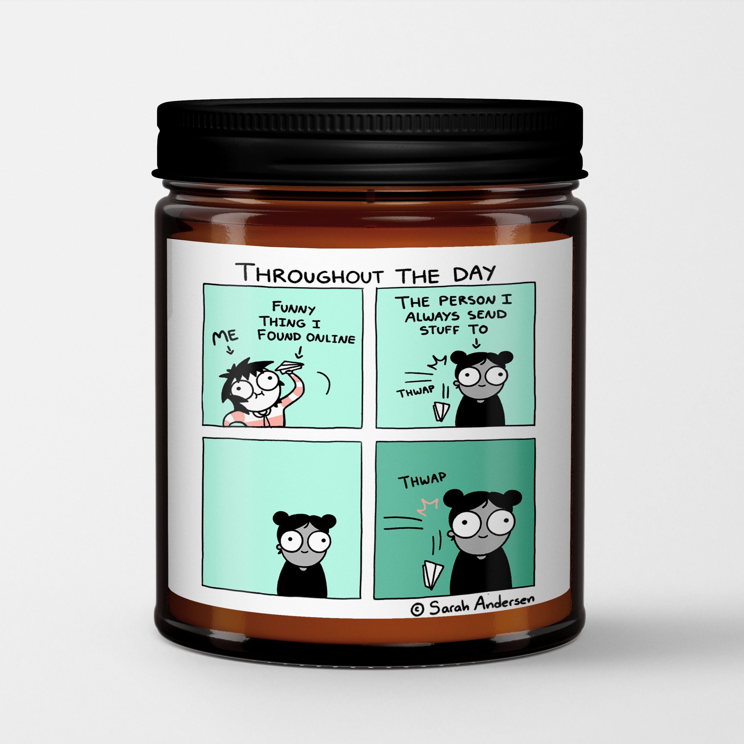 Sarah's Scribbles Scented Candle in Amber Glass Jar | Throughout the Day | Sarah Andersen