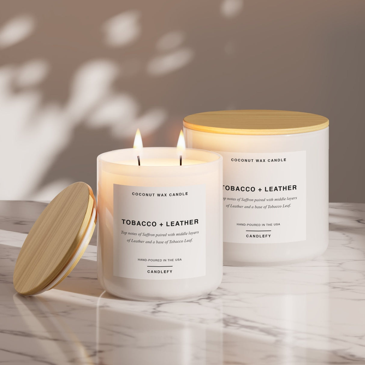 Tobacco + Leather Scented Candle, Made With Natural Coconut Wax - Candlefy