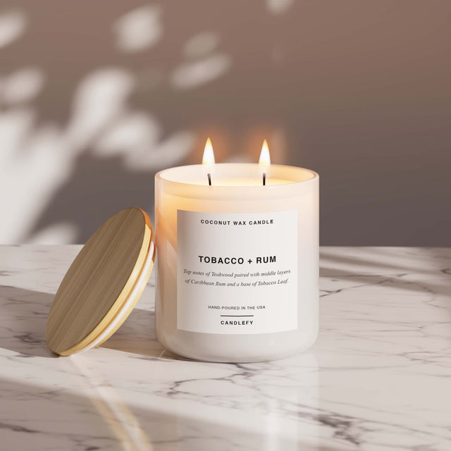 Tobacco + Rum Scented Candle, Made With Natural Coconut Wax - Candlefy