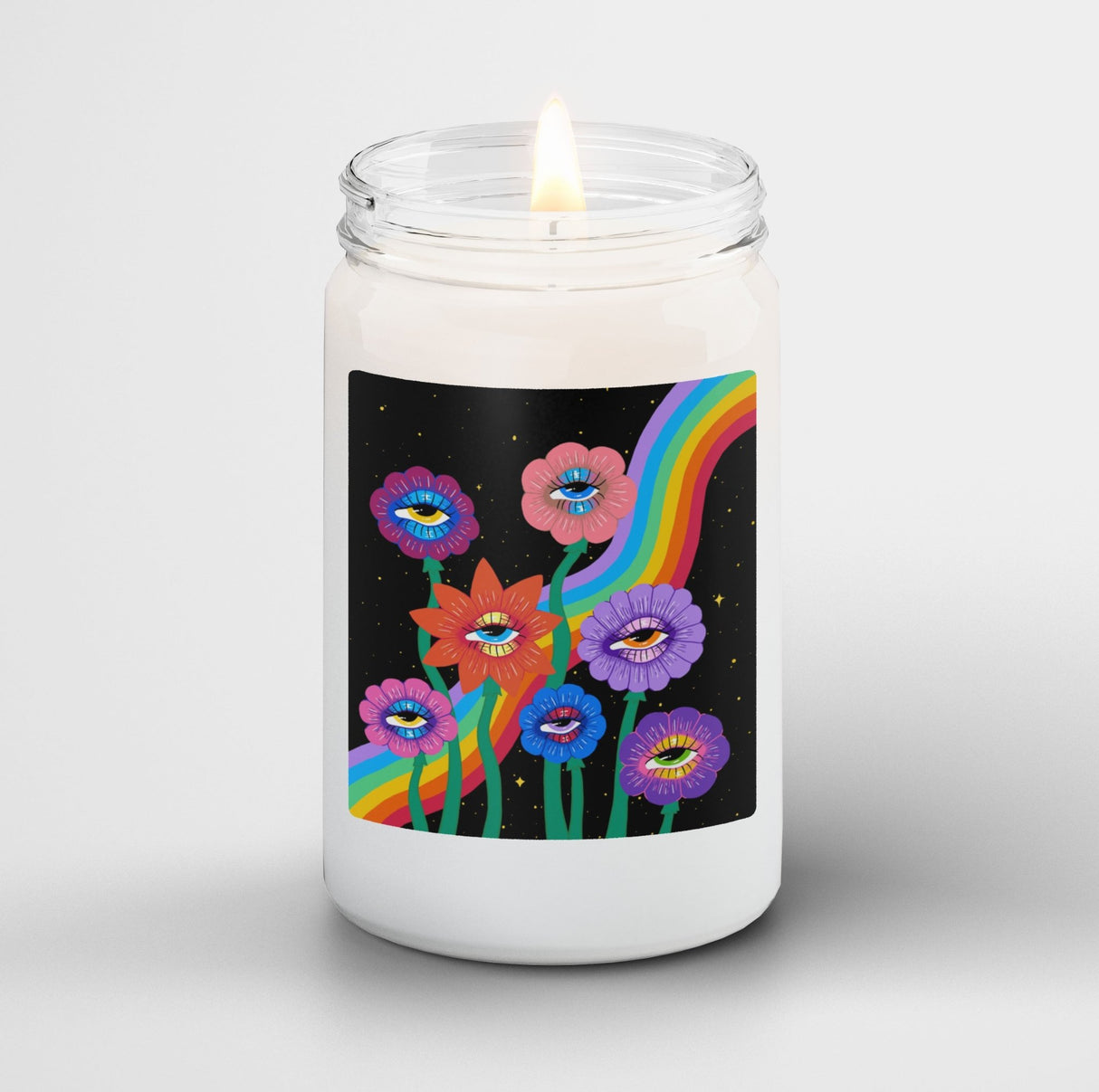 Vivillus Scented Candle in Mason Jar: Eye Flower Field - Candlefy