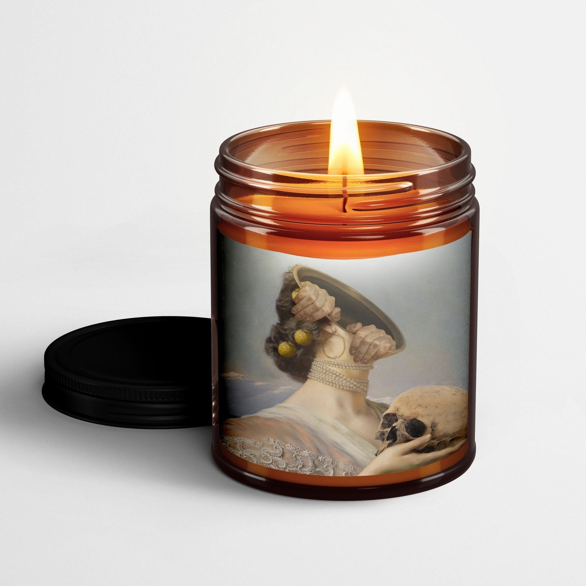 Welder Wings Scented Candle in Amber Glass Jar: Philosophy in Critical Days - Candlefy