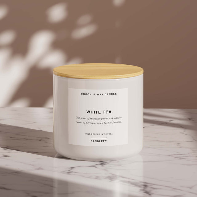 White Tea Scented Candle, Made With Natural Coconut Wax - Candlefy