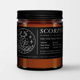 Zodiac Birthday Gift Candle in Amber Glass: Sign Scorpio (Oct. 24 - Nov. 24) - Candlefy